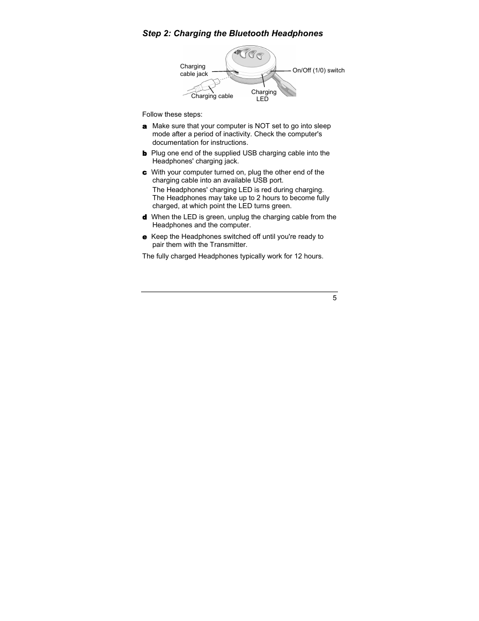 Step 2: charging the bluetooth headphones | Zoom iHiFi 4411F User Manual | Page 5 / 32