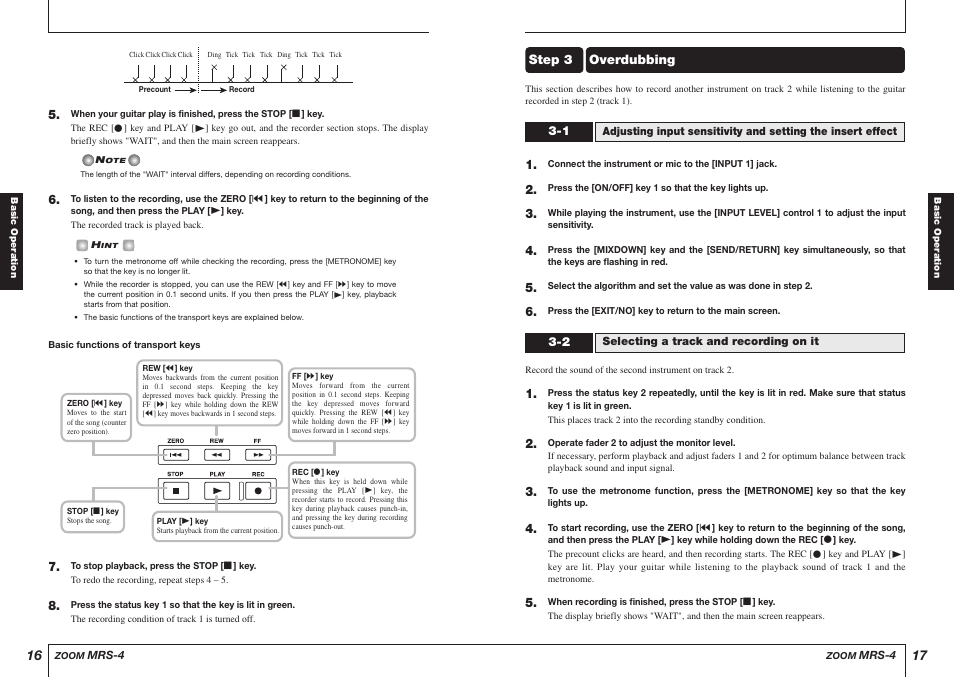 Overdubbing step 3 | Zoom MRS-4 User Manual | Page 9 / 33