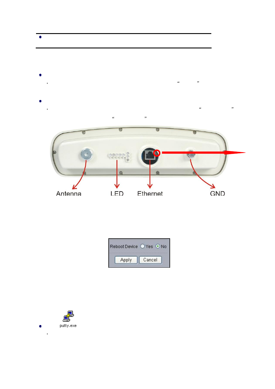 Restore factory default settings, Reboot, Estore | Actory, Efault, Ettings, Eboot, Figure 24 zmax-8210 default button, Figure 25 reboot | Z-Com ZMAX-8210-I User Manual | Page 30 / 49