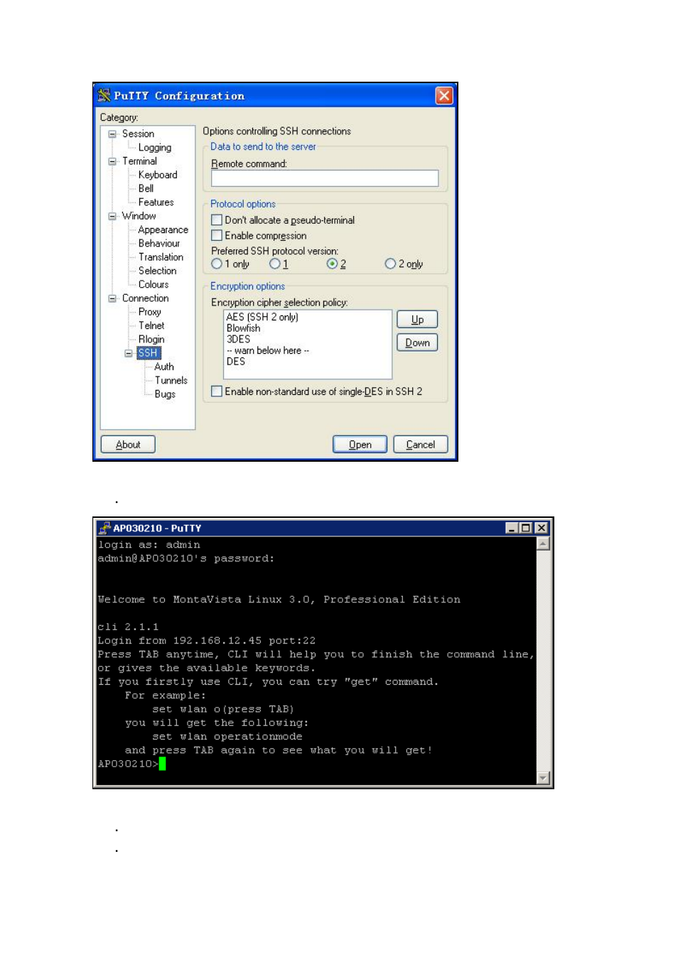 Figure 27 putty settings 2, Figure 28 ssh settings 3 | Z-Com ZMAX-8210-I User Manual | Page 32 / 49