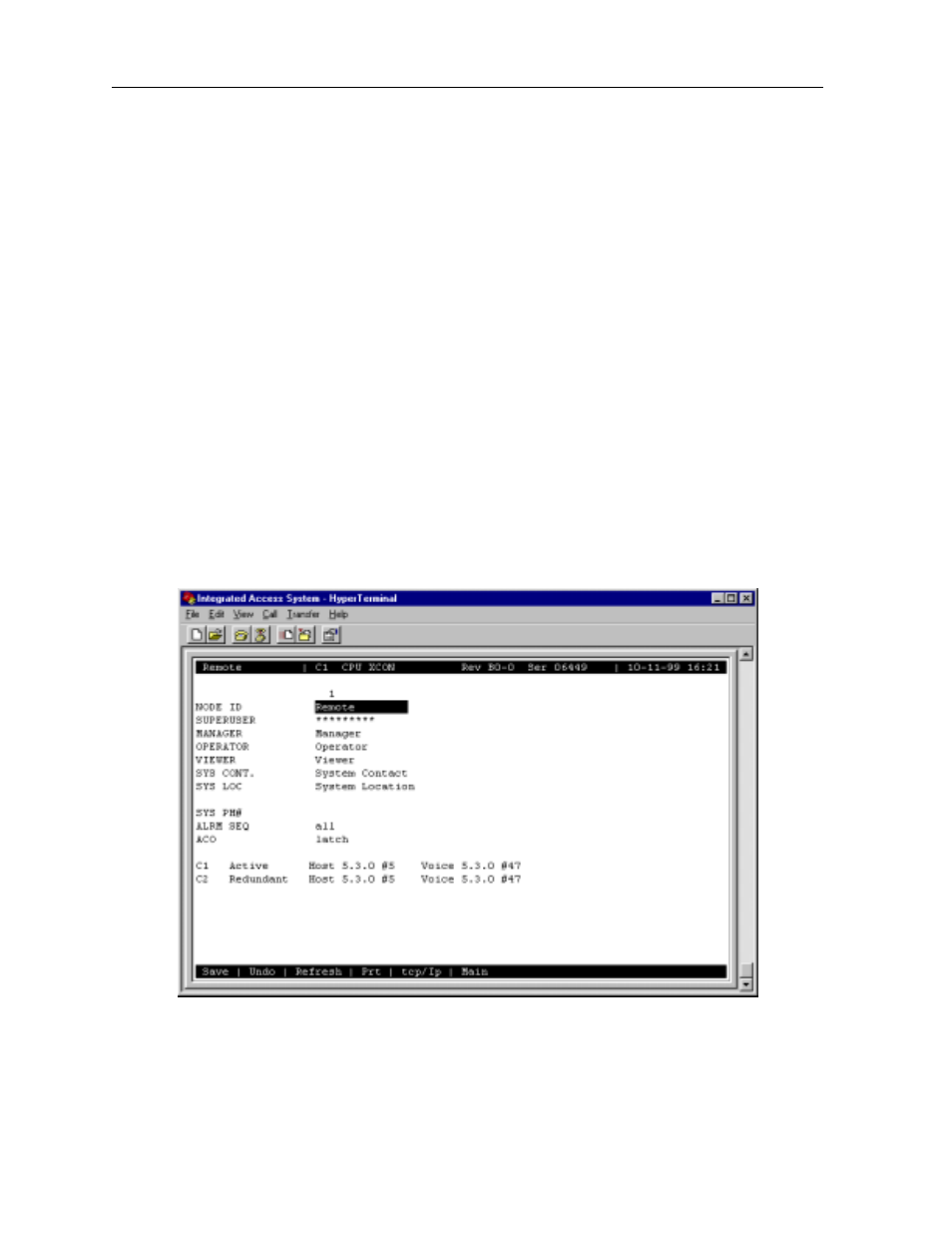 16 remote login using the d channel, Remote login using the d channel -36, Cpu card screen -36 | Zhone Technologies 600 User Manual | Page 146 / 240