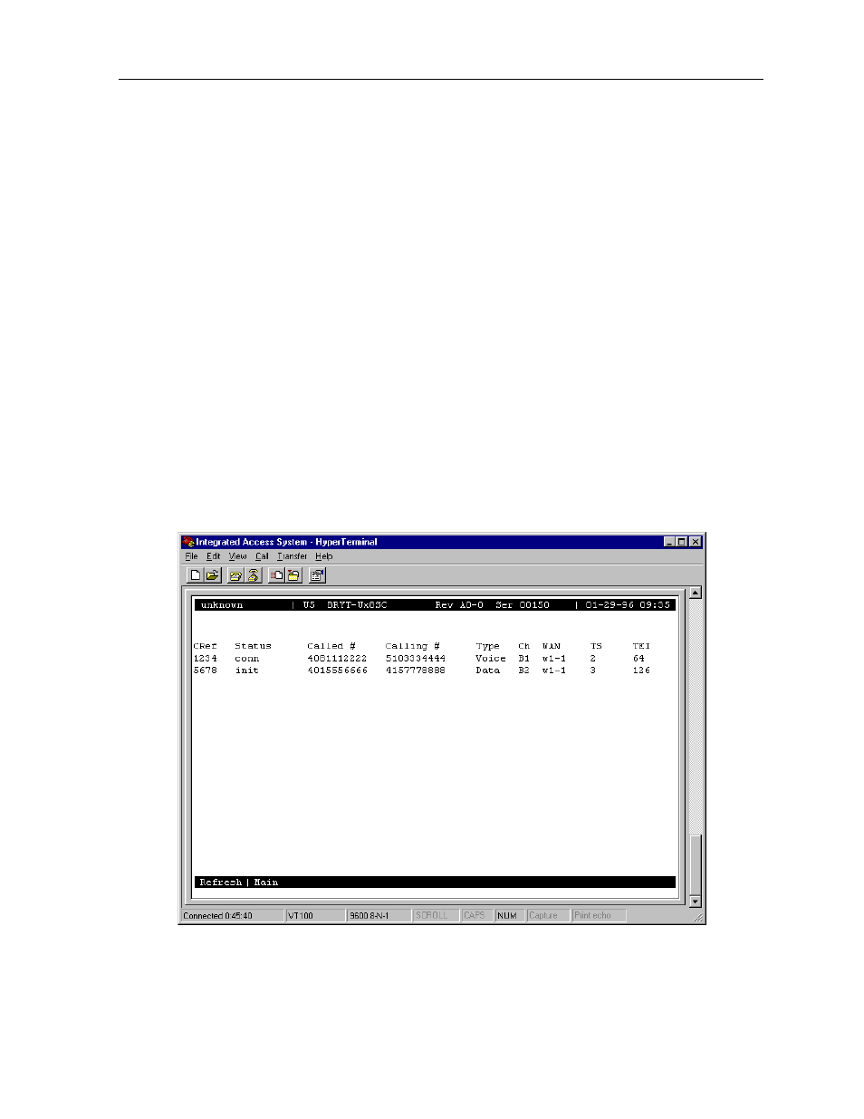 7 call status screen, Call status screen -19 | Zhone Technologies 900 User Manual | Page 133 / 176