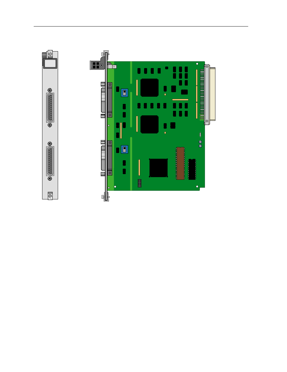 2 installing the two-port hsu 530/35 card, 2 hsu-t v11 card description (820360), 1 hsu-t v11 card jumper/switch settings | Figures, Model no. running head hsu cards hsu card | Zhone Technologies 900 User Manual | Page 14 / 176
