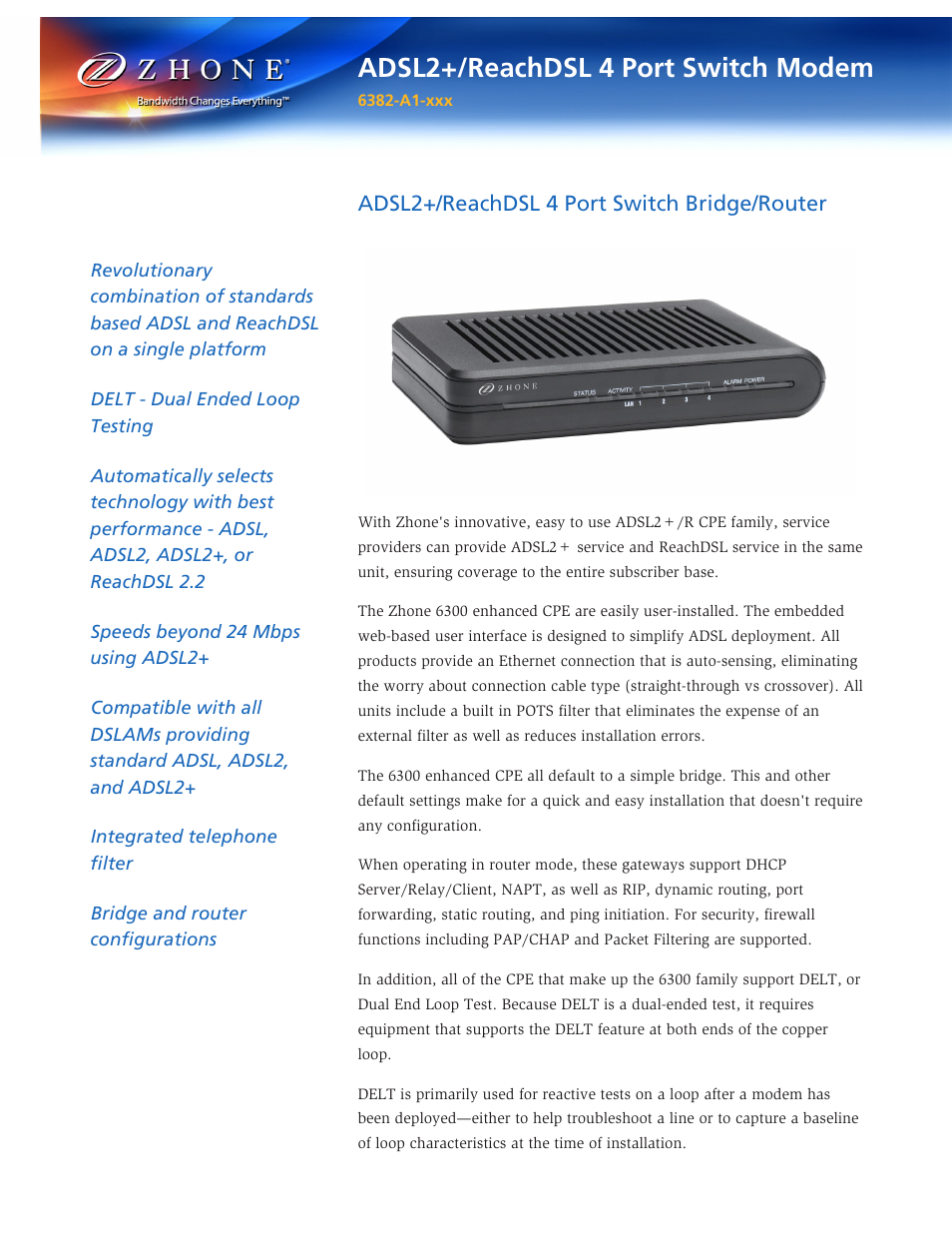 Zhone Technologies 6382-A1-xxx User Manual | 2 pages