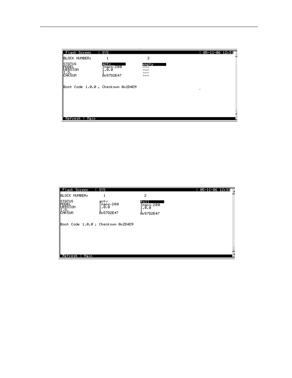 Flash screen with software removed -43, Flash screen with downloaded software -43 | Zhone Technologies IMACS-200 User Manual | Page 127 / 294