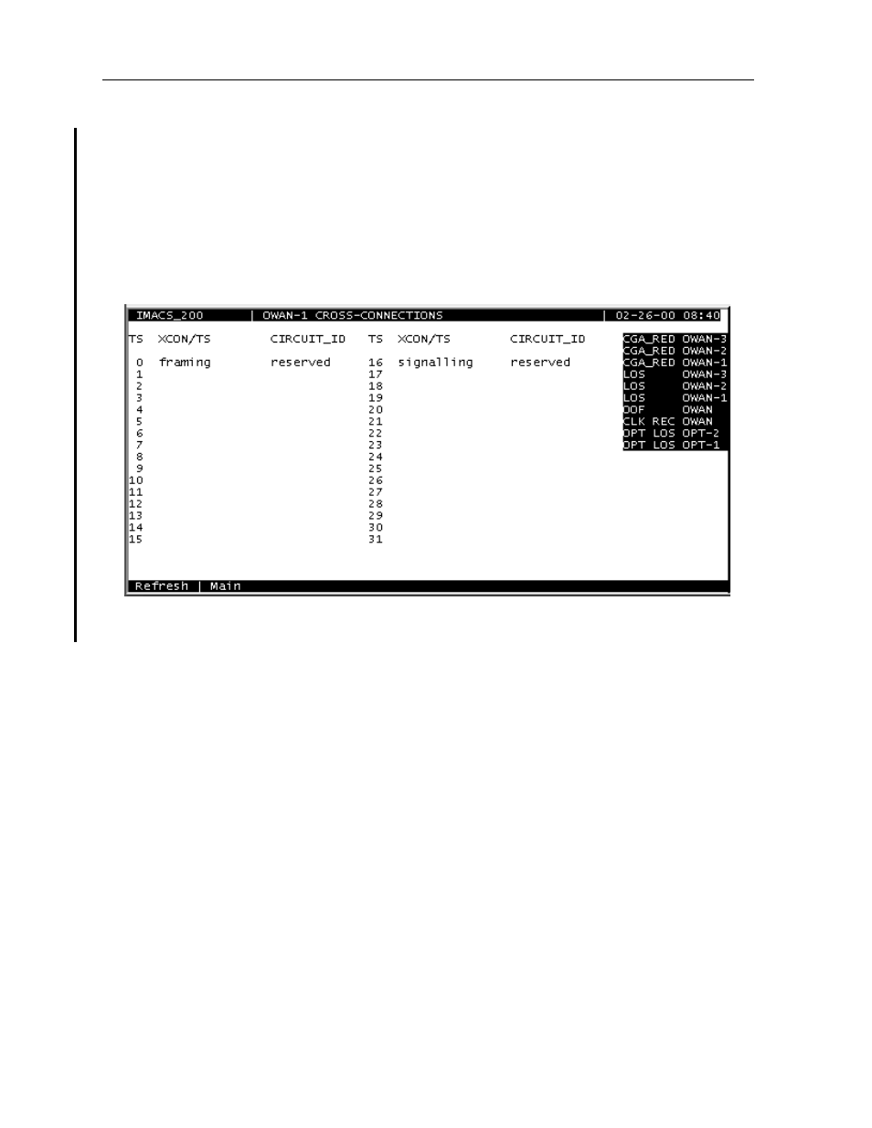 1 cross-connect (xcon) screen, Cross-connect (xcon) screen -10, Xcon screen for e1 -10 | Zhone Technologies IMACS-200 User Manual | Page 240 / 294