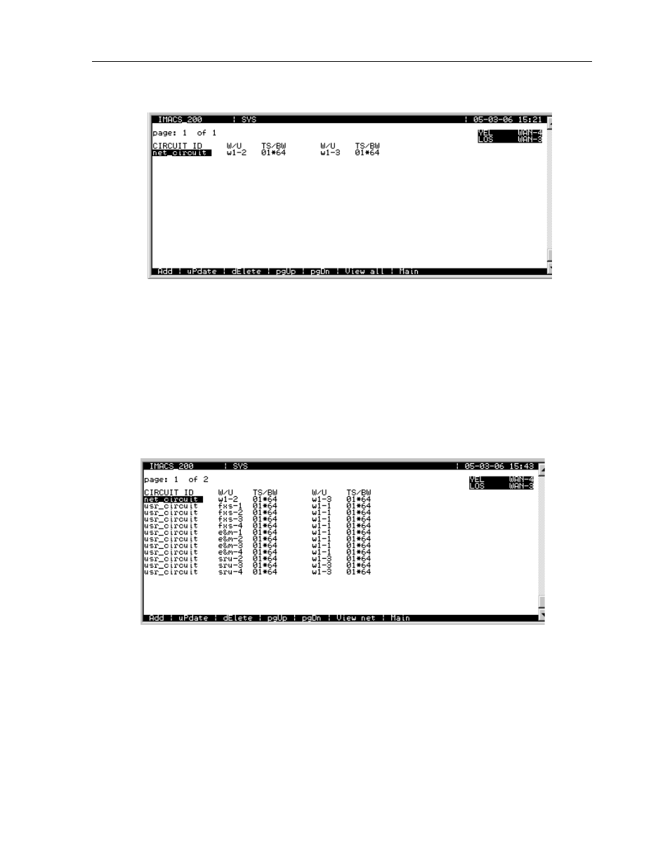 Cross connect screen -29, Cross connect screen -view all -29 | Zhone Technologies IMACS-200 User Manual | Page 71 / 294