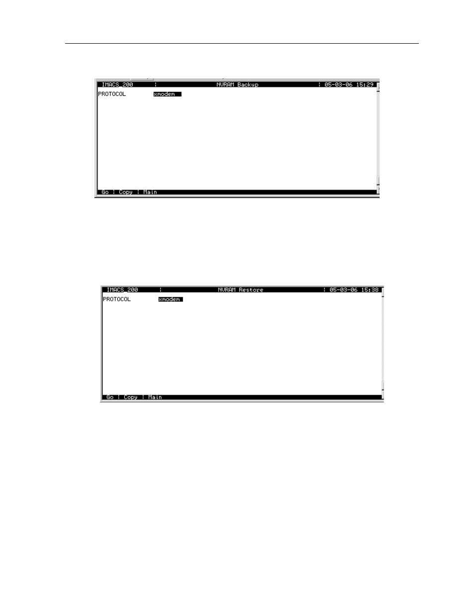 Nvram backup screen -31, Nvram restore screen -31 | Zhone Technologies IMACS-200 User Manual | Page 73 / 294