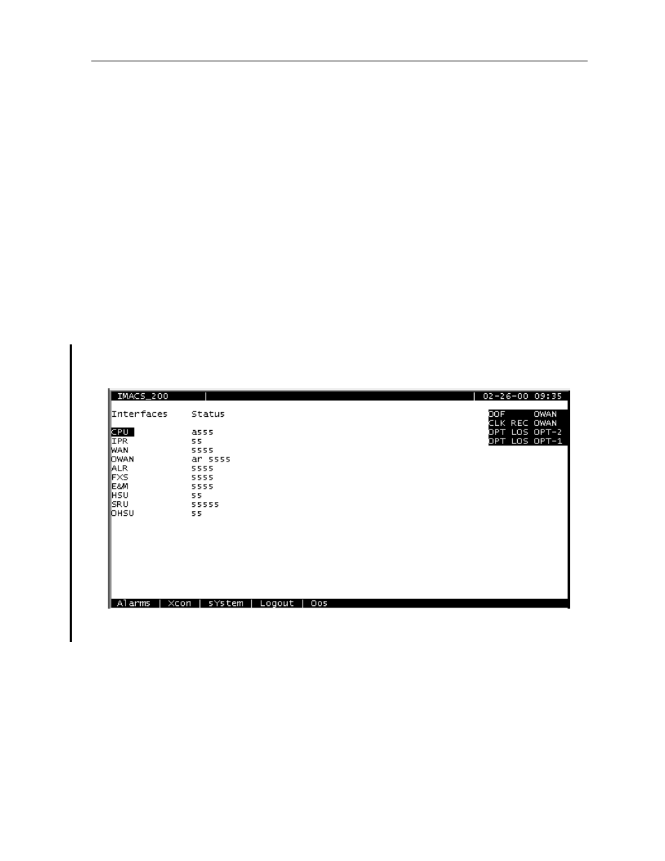 1 introduction, 2 cpu descriptions, Chapter 4 | Imacs-200 general features, Cpu descriptions -1, Main cpu level upon login -1, Chapter 4 imacs-200 general features | Zhone Technologies IMACS-200 User Manual | Page 85 / 294