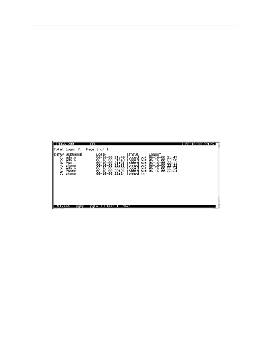 Login log sample display -8 | Zhone Technologies IMACS-200 User Manual | Page 92 / 294