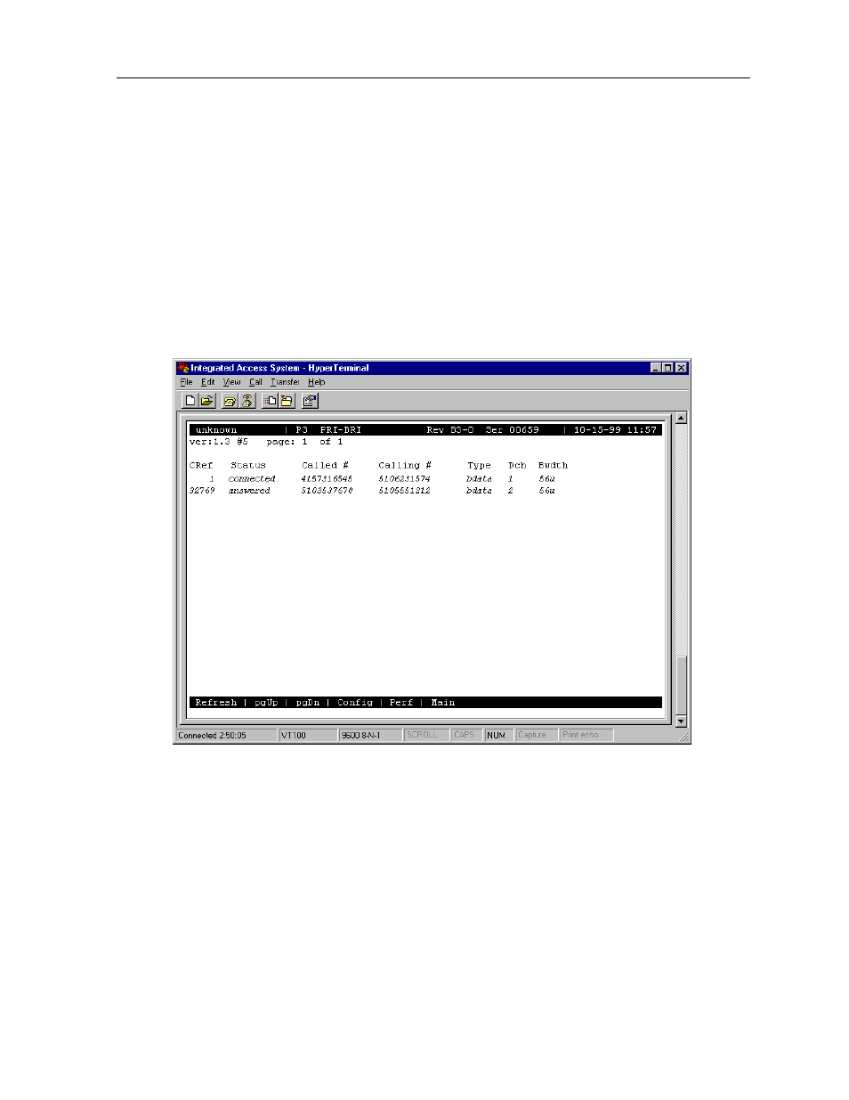 3 acs-pri/bri card user screens and settings, 1 acs-pri/bri card main screen, 1 main screen parameters | Acs-pri/bri card user screens and settings -13, Acs-pri/bri card main screen -13, Main screen parameters -13, Acs-pri/bri call status screen -13 | Zhone Technologies 800 User Manual | Page 79 / 138