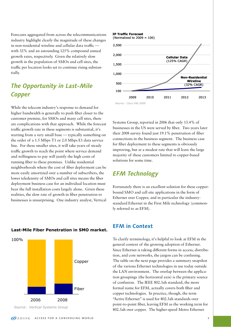 The opportunity in last-mile copper, Efm technology, Efm in context | Zhone Technologies ZTI-PG User Manual | Page 5 / 16