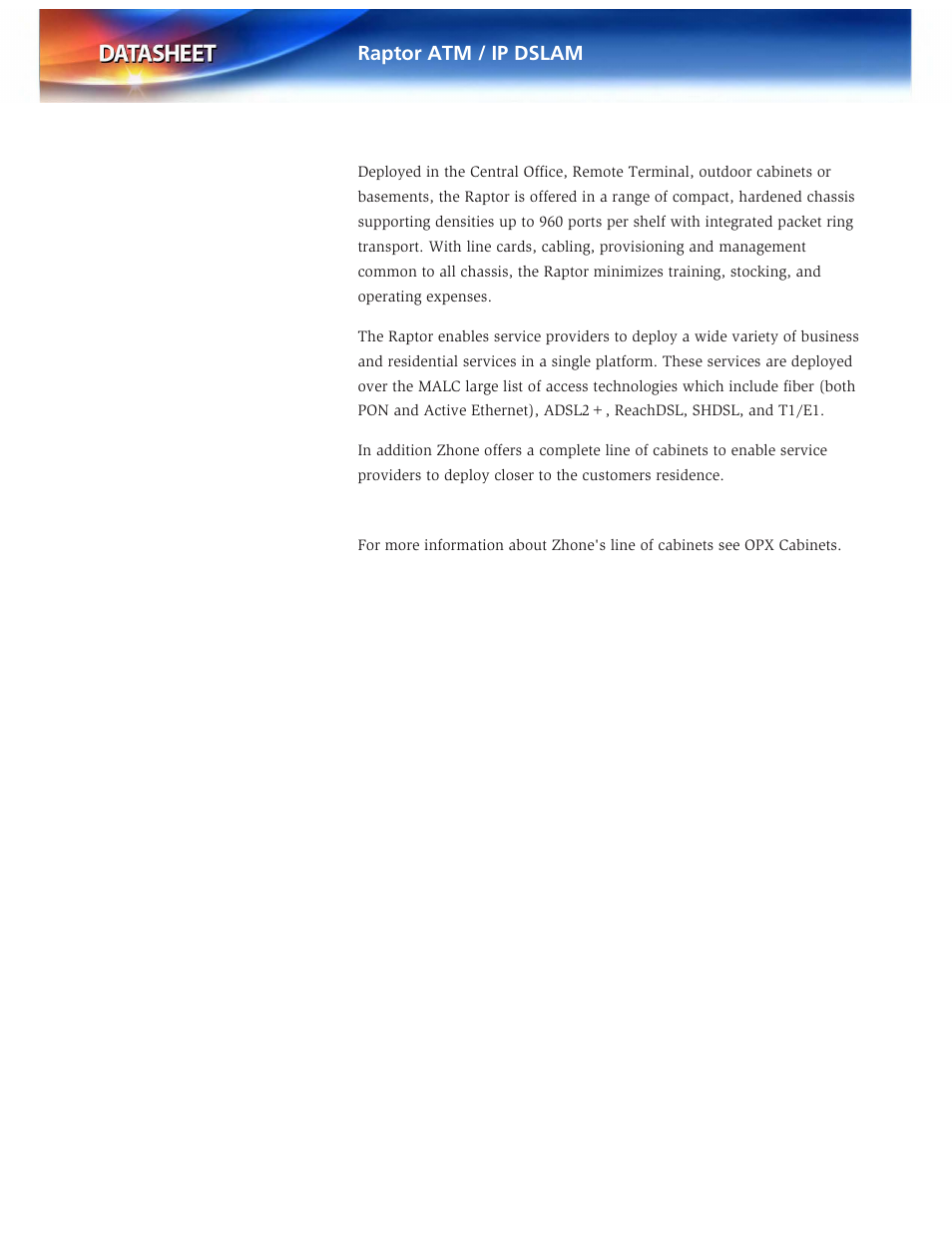 Raptor atm / ip dslam | Zhone Technologies Raptor ATM User Manual | Page 2 / 4