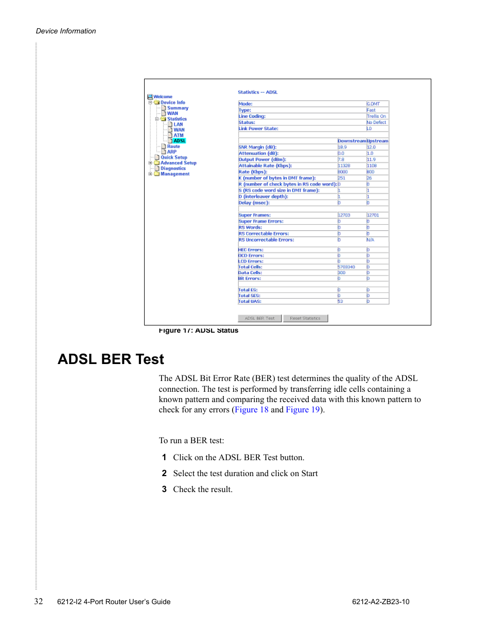 Adsl ber test, Figure 17 | Zhone Technologies 6212-I2 User Manual | Page 32 / 84