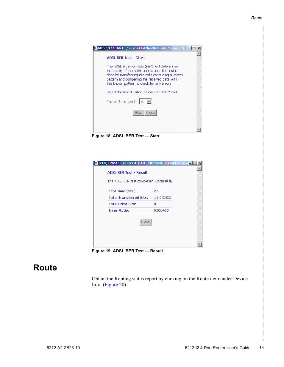 Route | Zhone Technologies 6212-I2 User Manual | Page 33 / 84