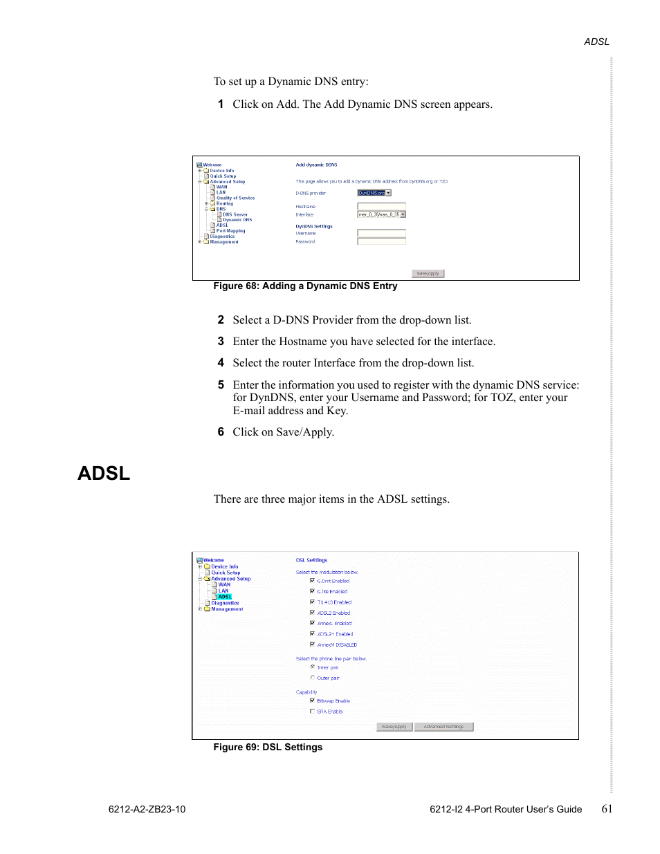 Adsl | Zhone Technologies 6212-I2 User Manual | Page 61 / 84