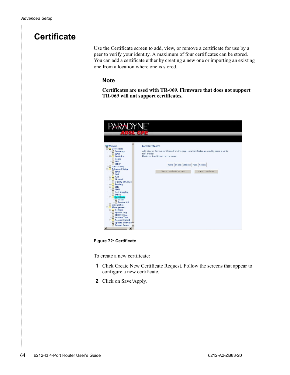 Certificate | Zhone Technologies 6212 User Manual | Page 64 / 84