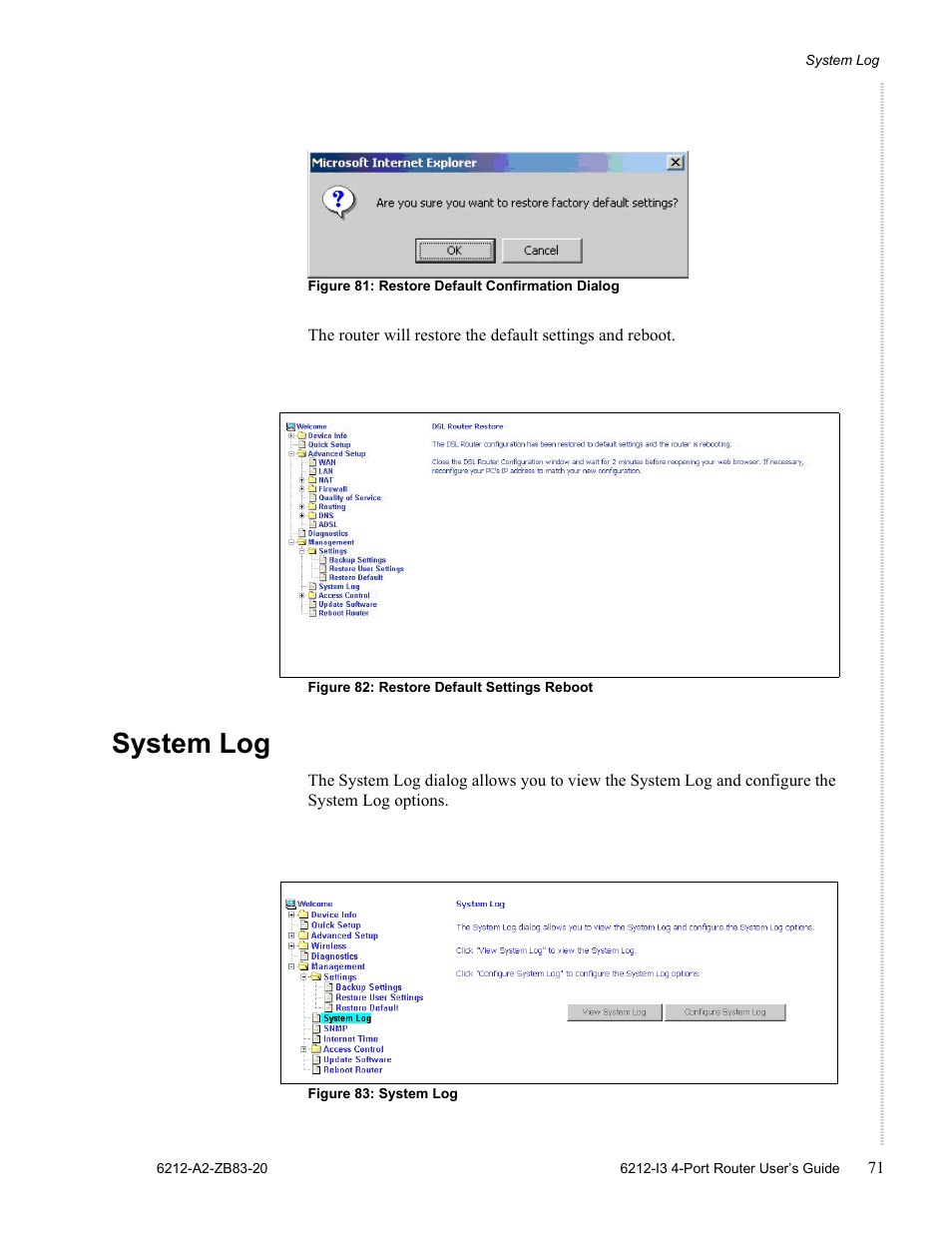 System log | Zhone Technologies 6212 User Manual | Page 71 / 84