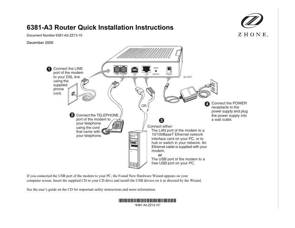 Zhone Technologies 6381-A3 User Manual | 2 pages