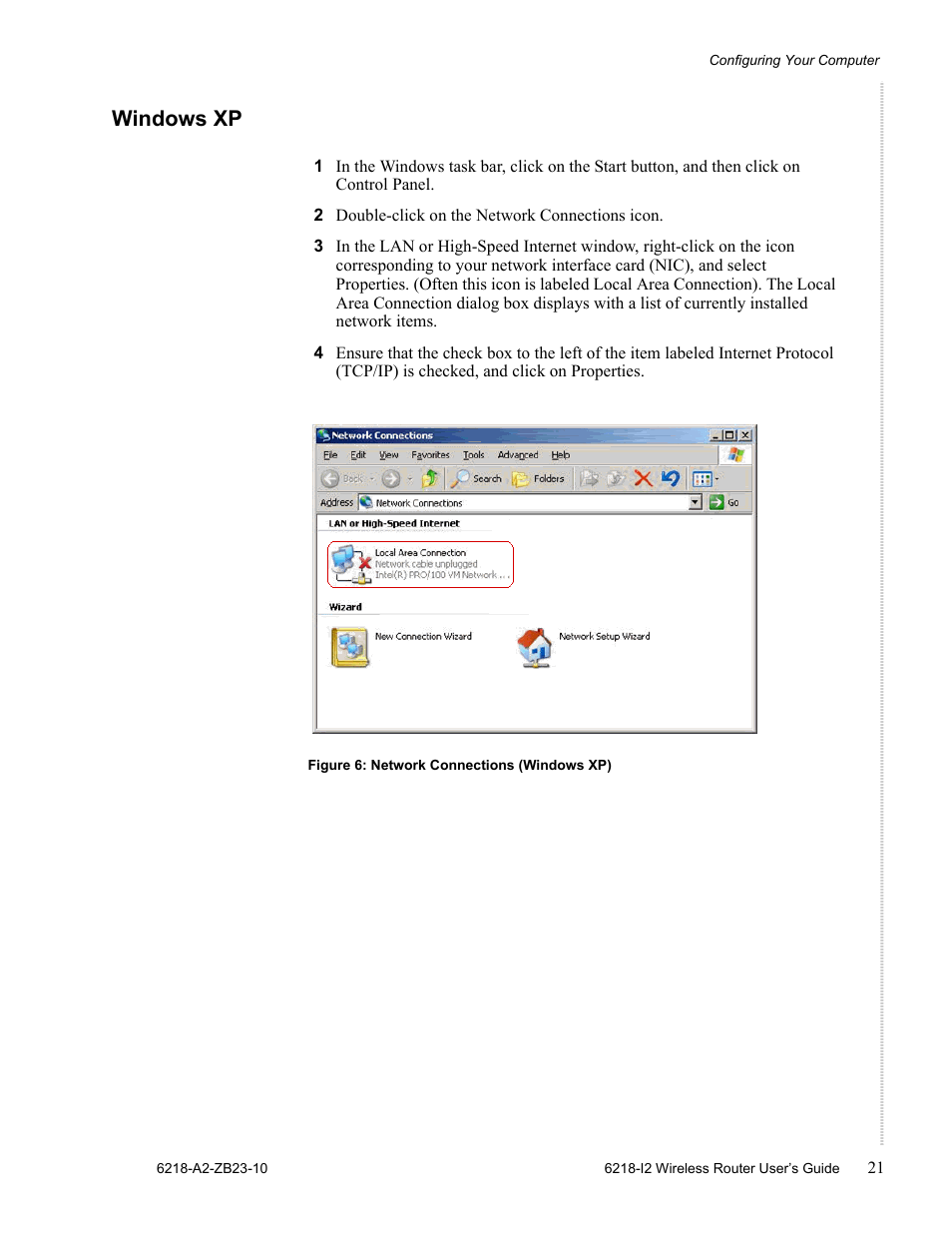 Windows xp | Zhone Technologies 6218-I2 User Manual | Page 21 / 94