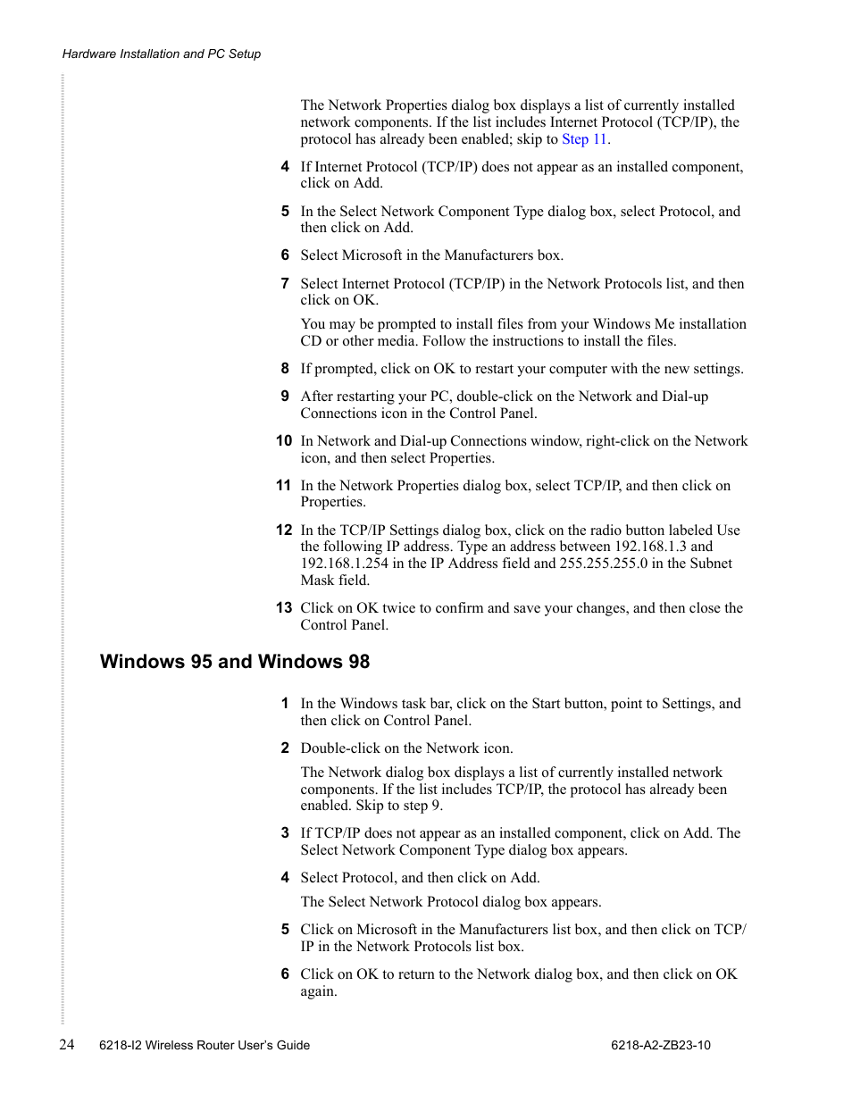 Windows 95 and windows 98 | Zhone Technologies 6218-I2 User Manual | Page 24 / 94