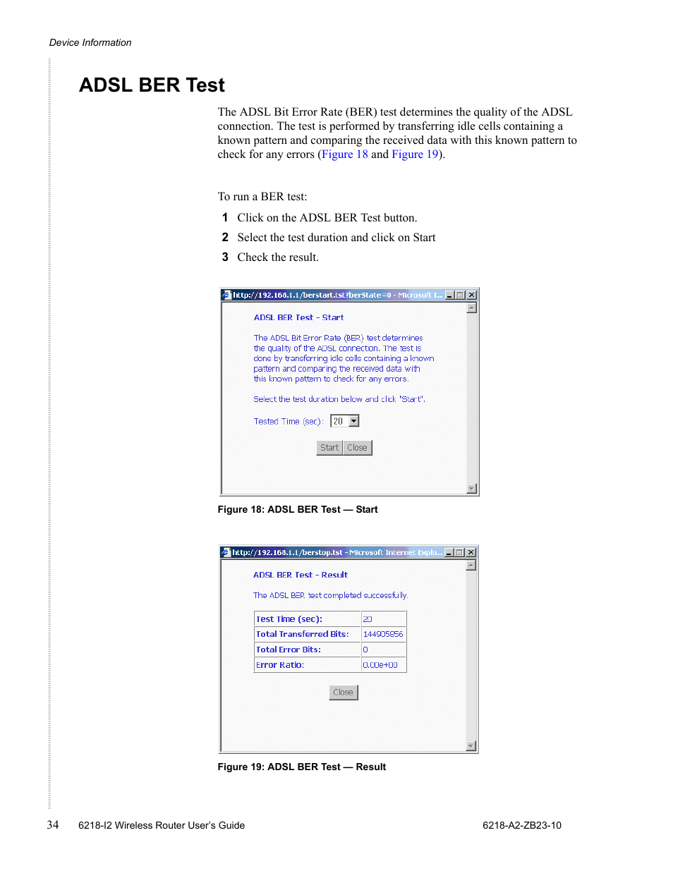 Adsl ber test | Zhone Technologies 6218-I2 User Manual | Page 34 / 94