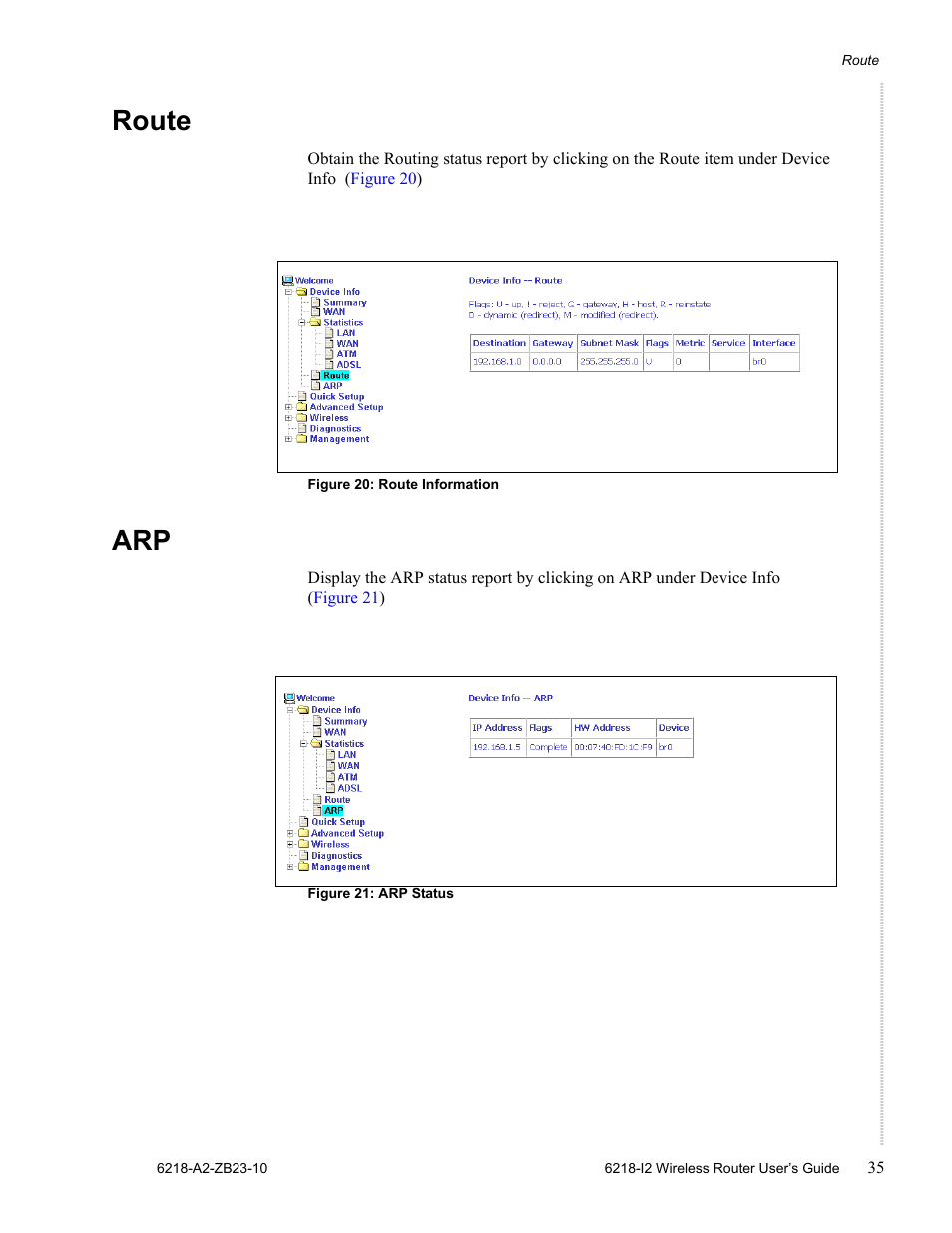 Route | Zhone Technologies 6218-I2 User Manual | Page 35 / 94