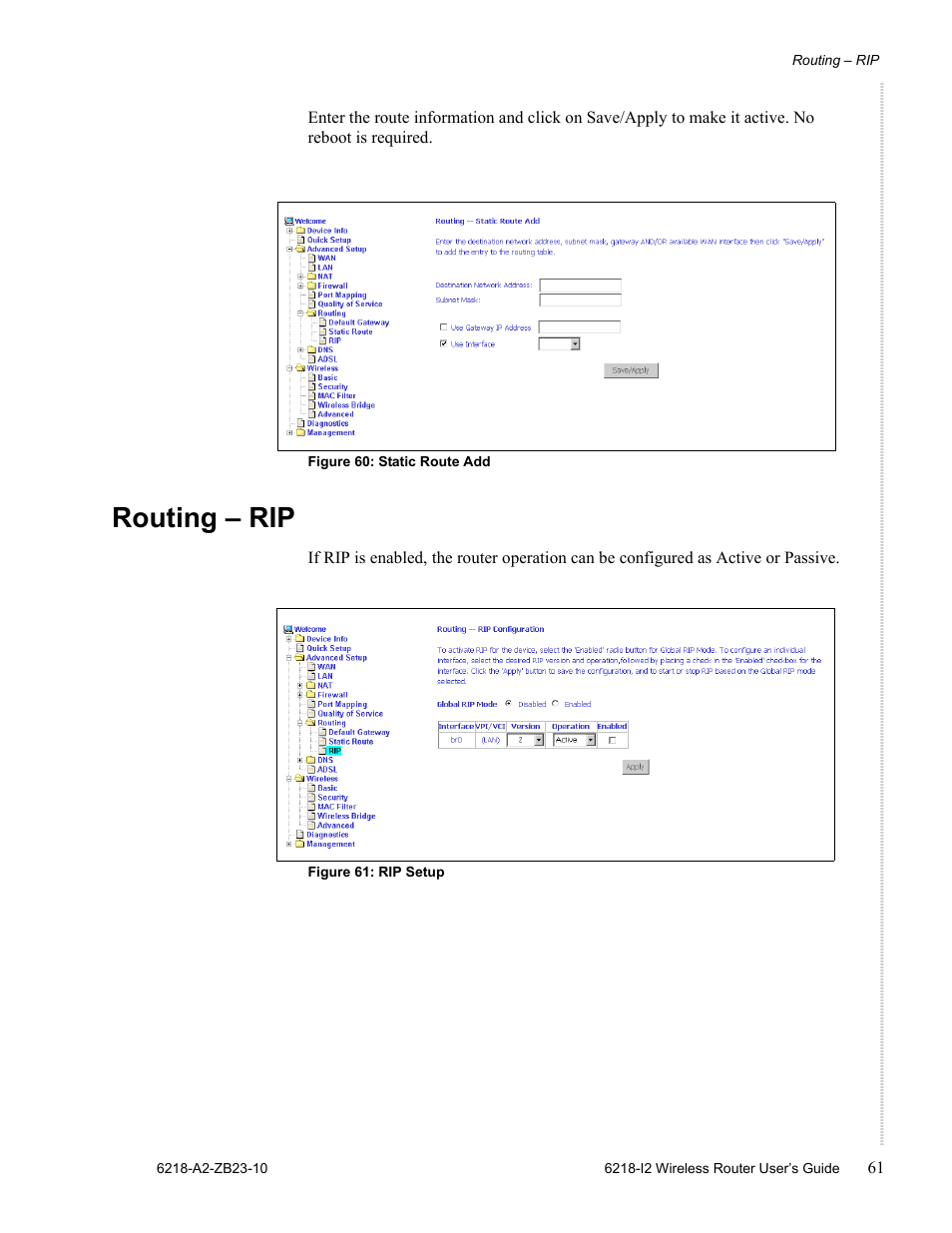 Routing - rip, Routing – rip | Zhone Technologies 6218-I2 User Manual | Page 61 / 94
