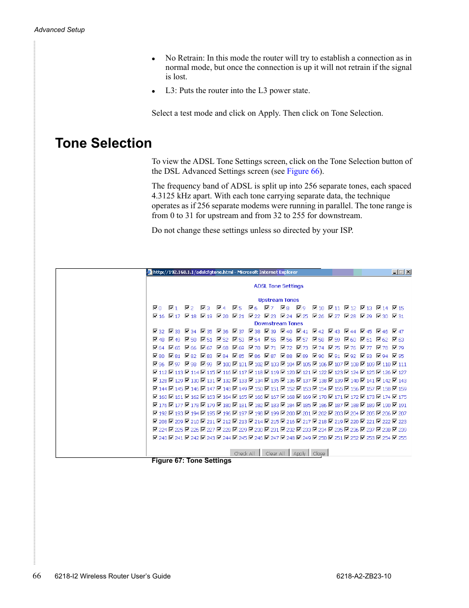 Tone selection | Zhone Technologies 6218-I2 User Manual | Page 66 / 94