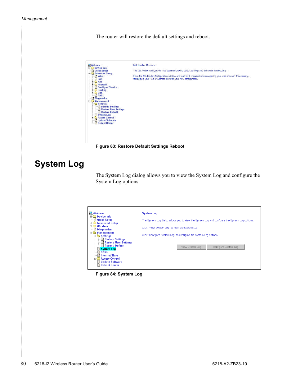 System log | Zhone Technologies 6218-I2 User Manual | Page 80 / 94