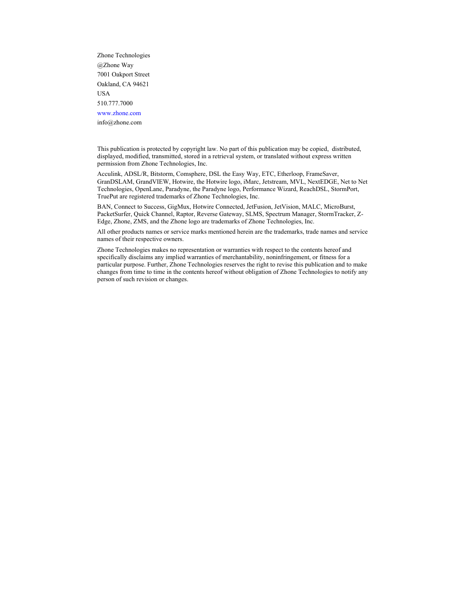 Zhone Technologies 6238-I2 User Manual | Page 2 / 79