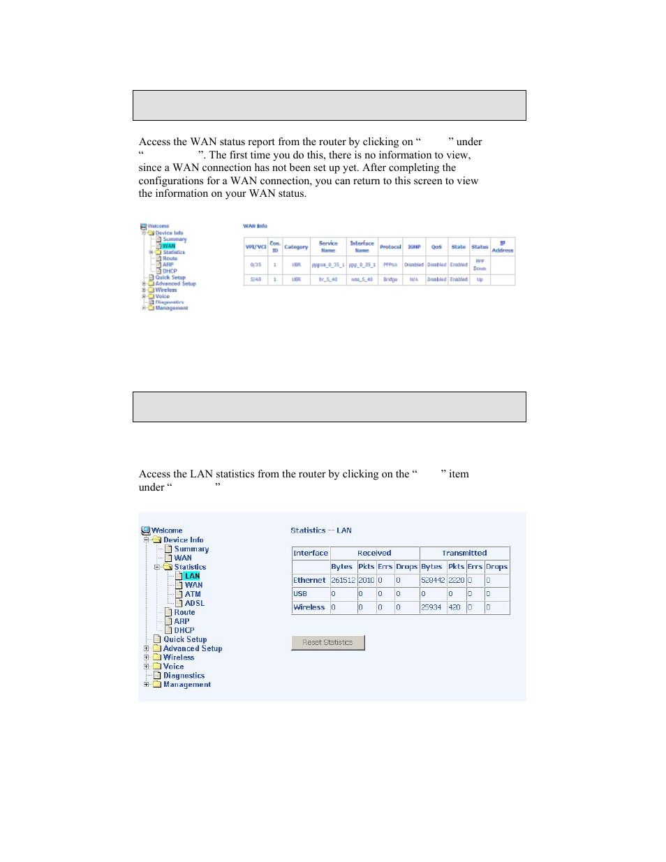 Statistics | Zhone Technologies 6238-I2 User Manual | Page 20 / 79