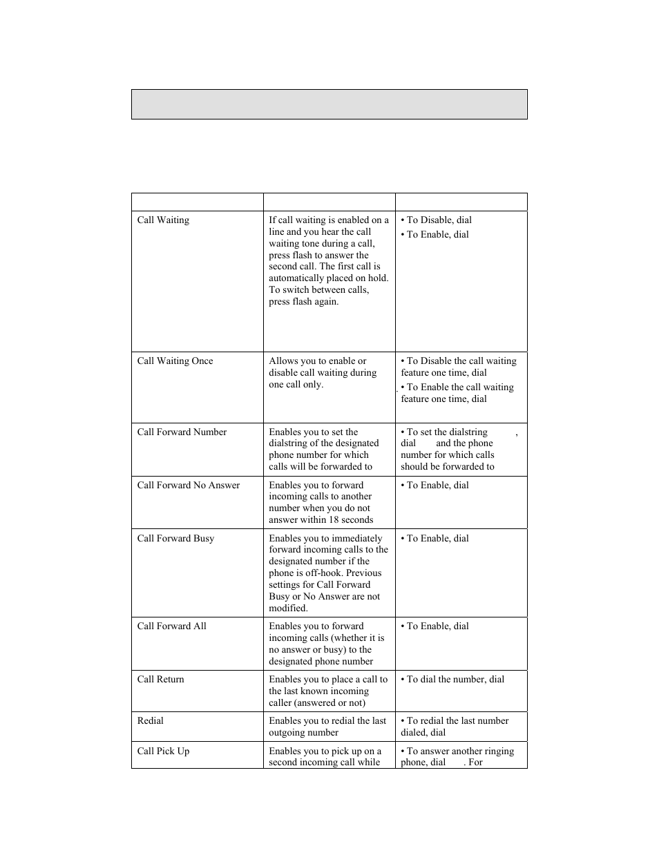 Call features | Zhone Technologies 6238-I2 User Manual | Page 68 / 79