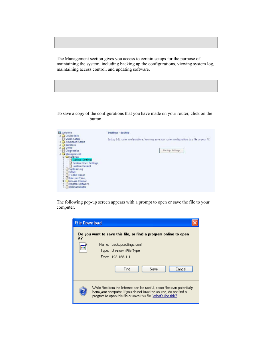 Management, Settings | Zhone Technologies 6238-I2 User Manual | Page 70 / 79