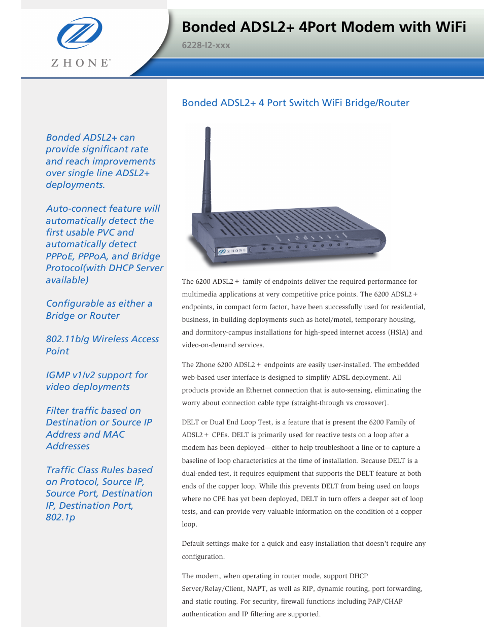 Zhone Technologies 6228-I2-xxx User Manual | 2 pages