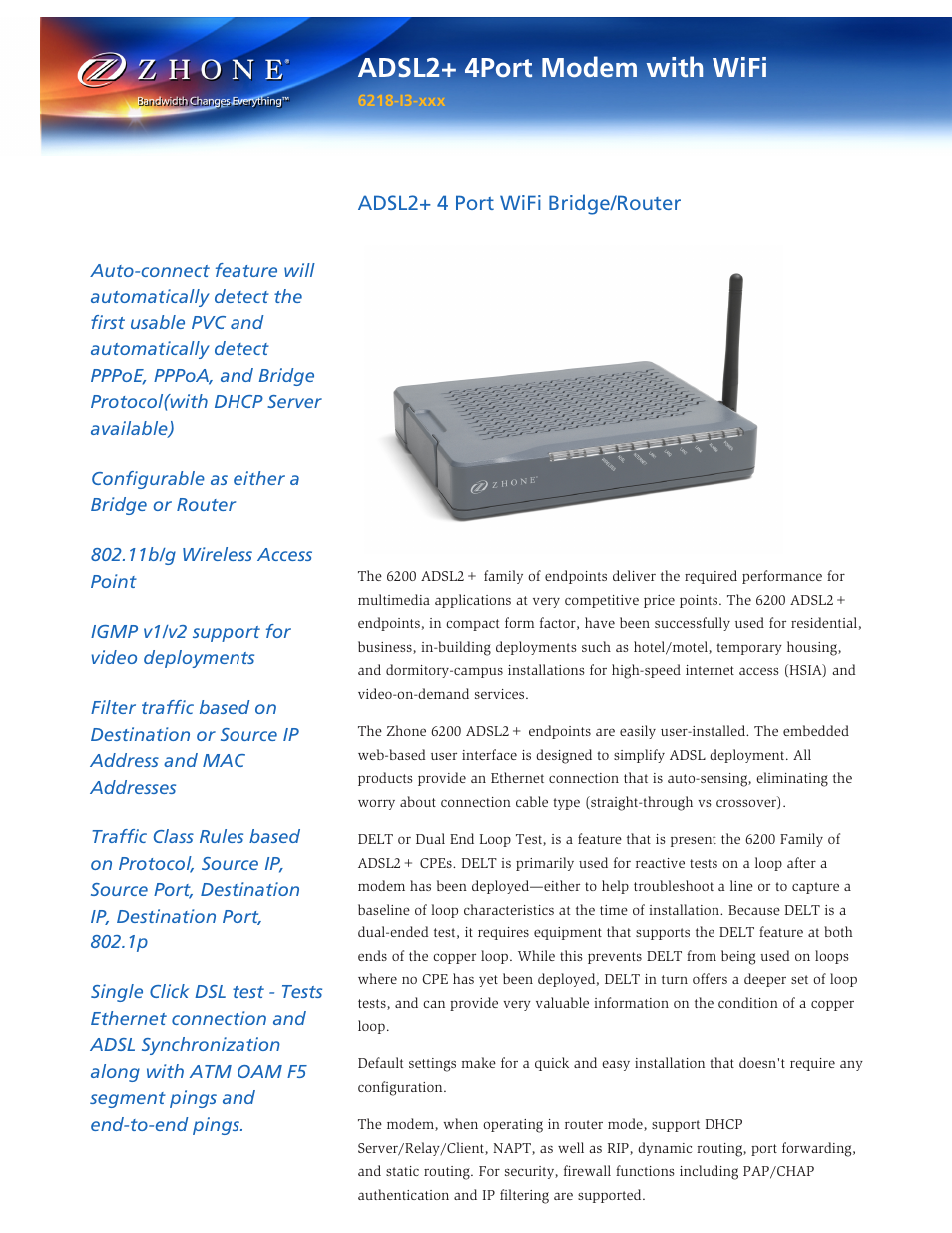 Zhone Technologies 6218-13 User Manual | 2 pages