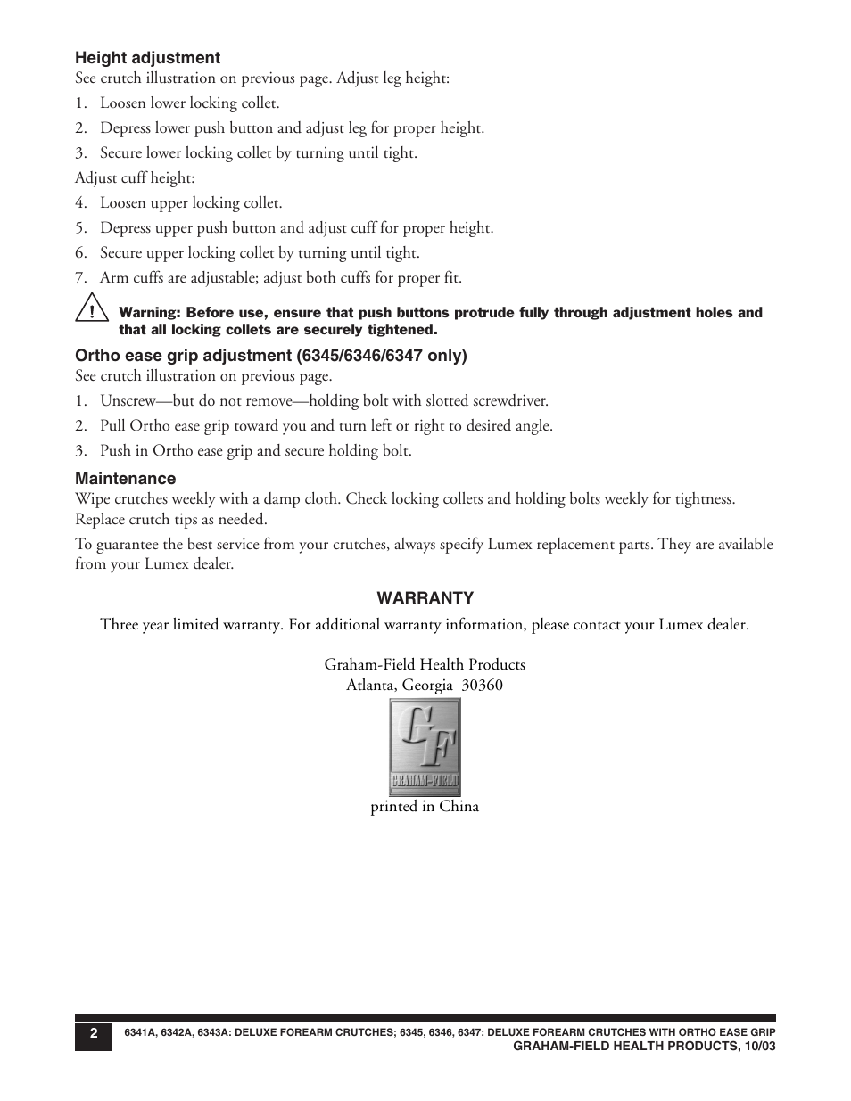 Lumex Syatems 6341A User Manual | Page 2 / 2