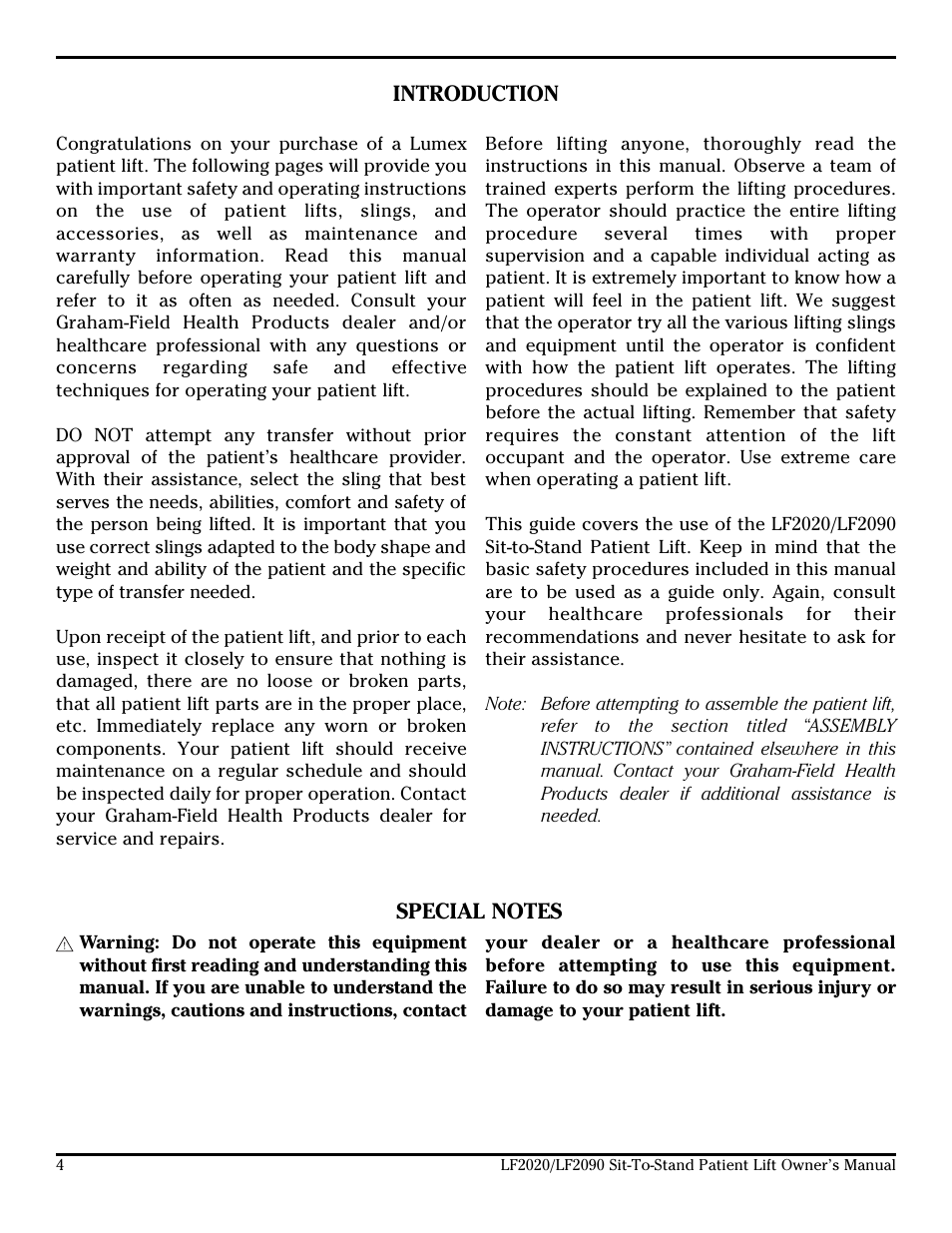 Lumex Syatems LF2020 User Manual | Page 4 / 20