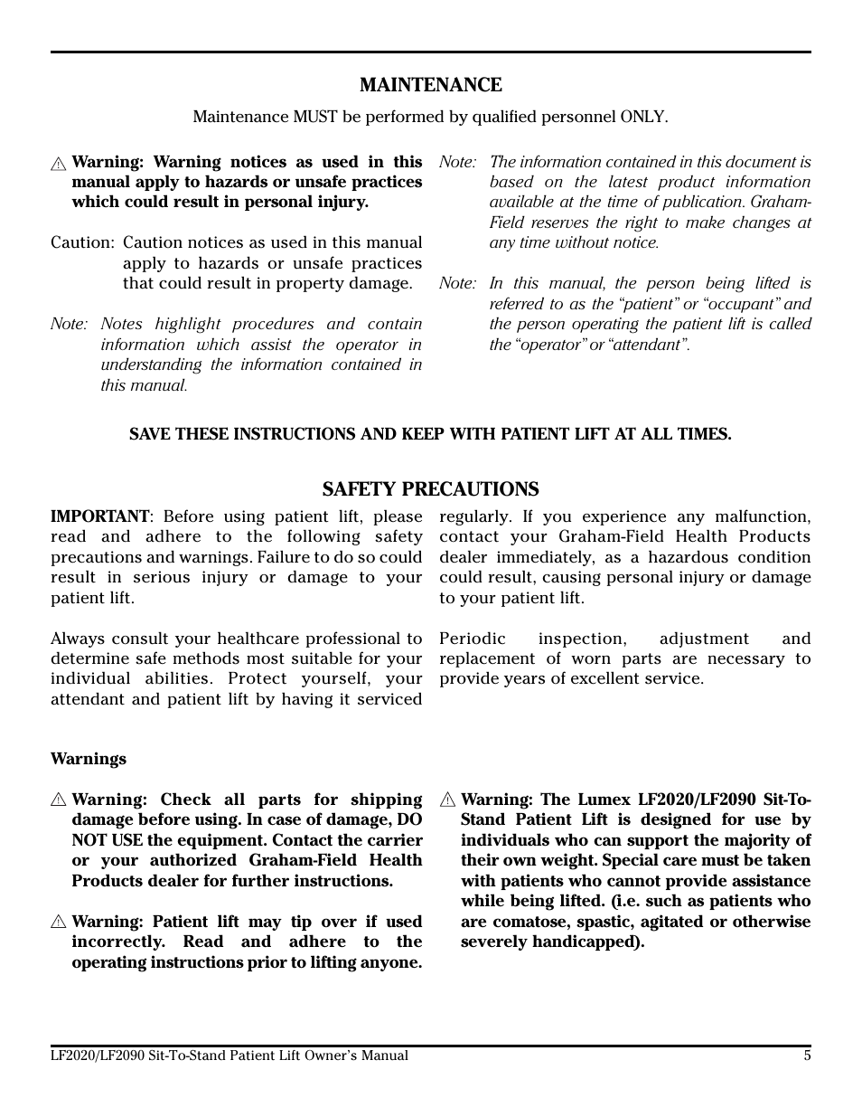 Lumex Syatems LF2020 User Manual | Page 5 / 20