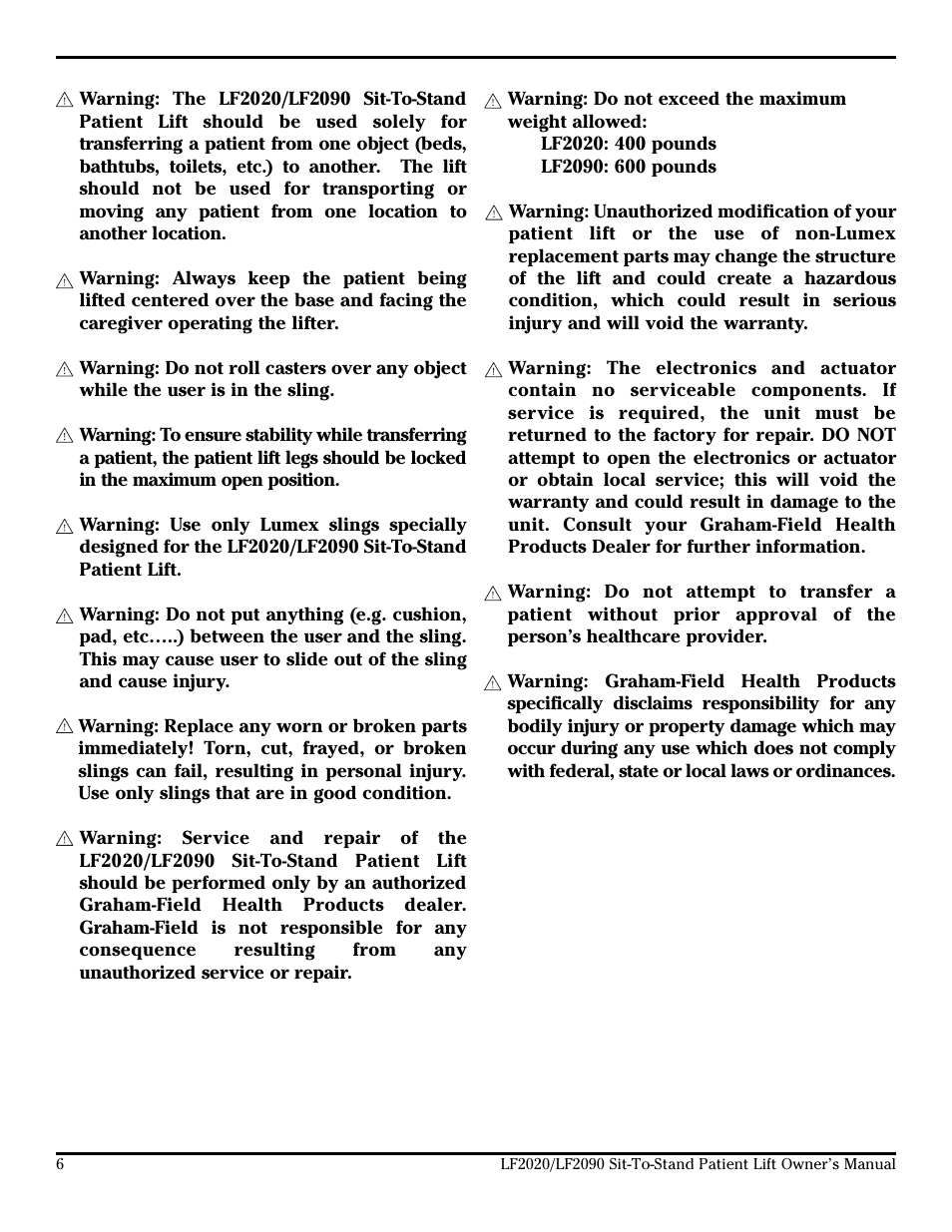 Lumex Syatems LF2020 User Manual | Page 6 / 20