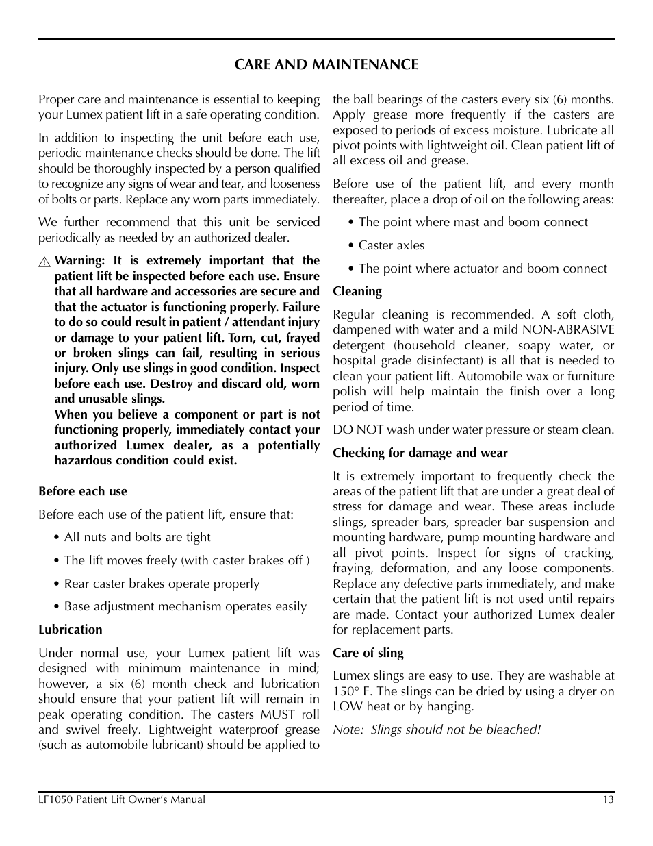 Lumex Syatems LF1050 User Manual | Page 13 / 20