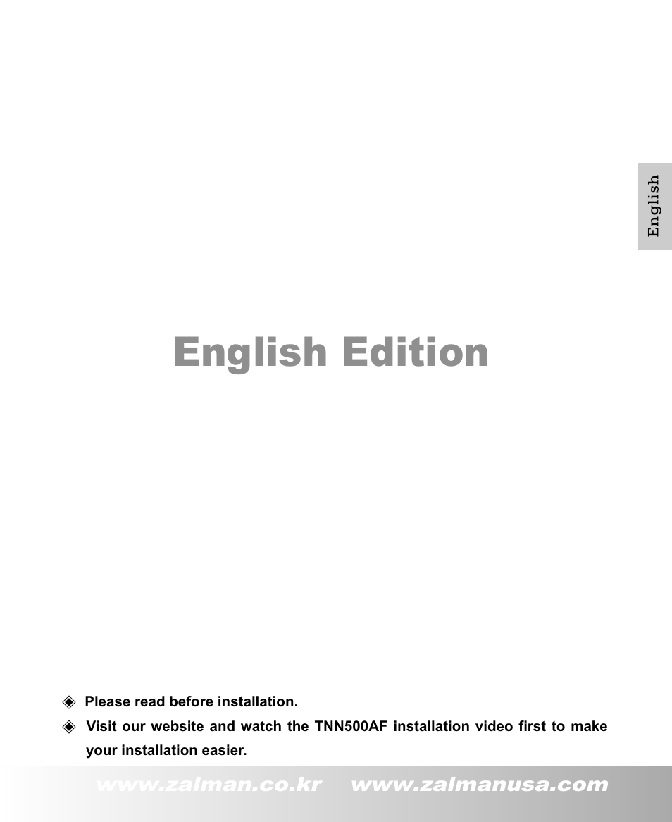 English edition | ZALMAN TNN 500AF User Manual | Page 3 / 49