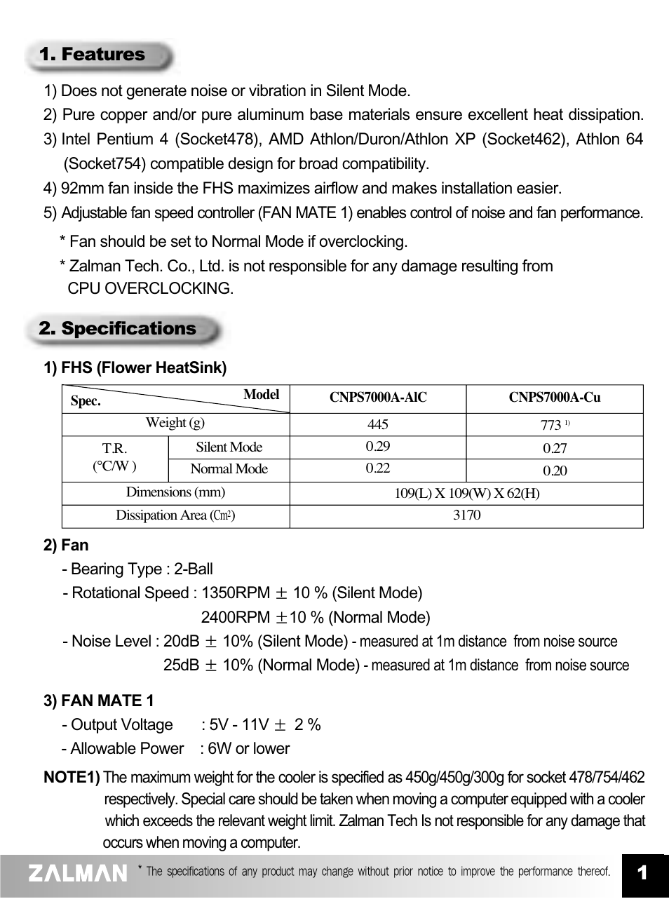 ZALMAN CNPS7000A User Manual | Page 2 / 9