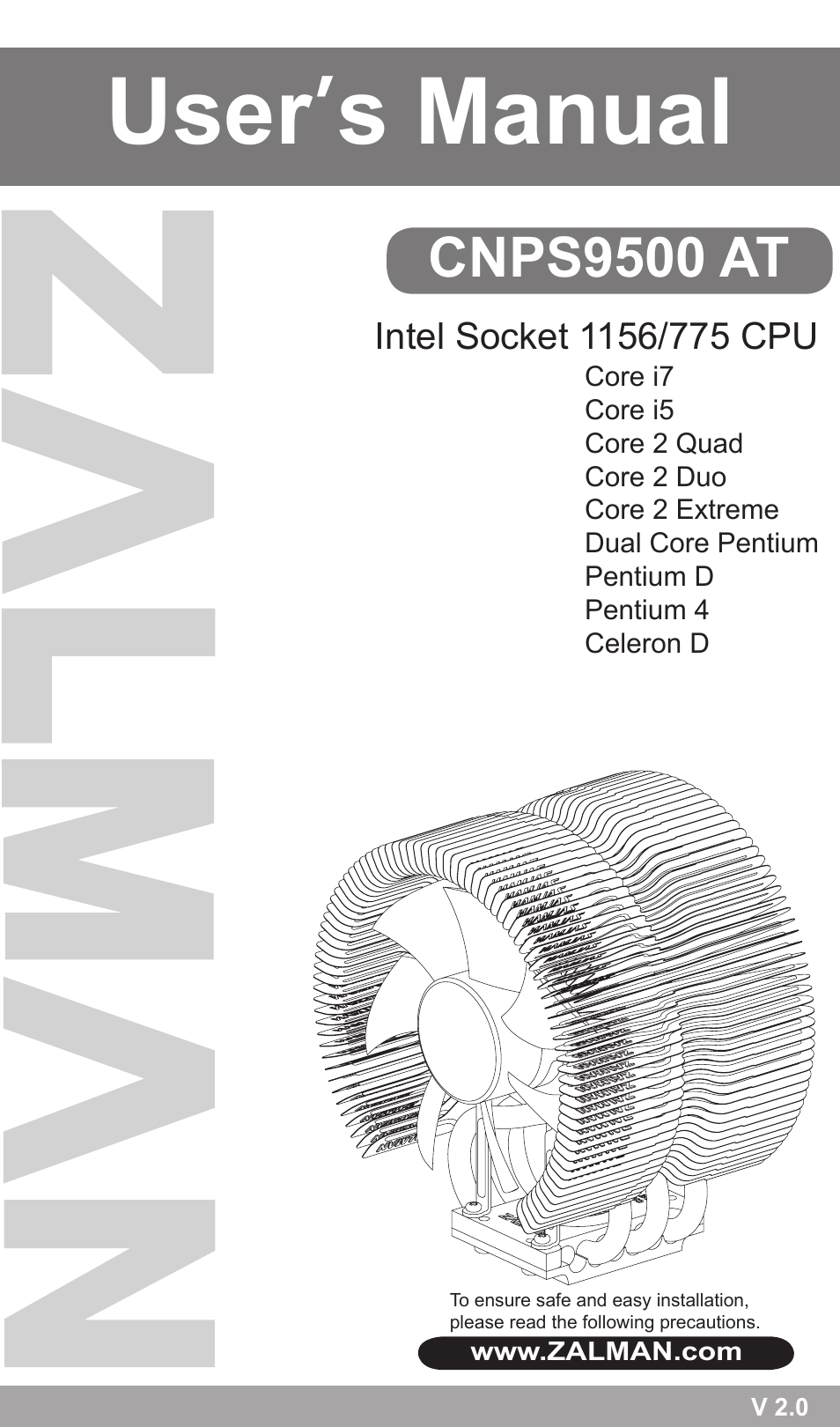 ZALMAN CNPS9500 AT User Manual | 7 pages