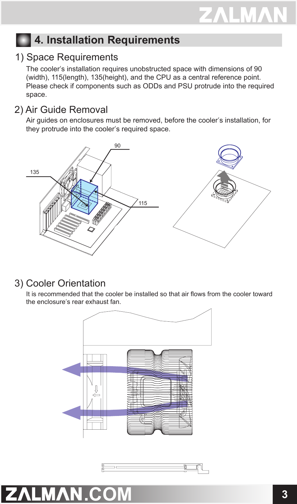 Installation requirements | ZALMAN CNPS9500 AT User Manual | Page 4 / 7