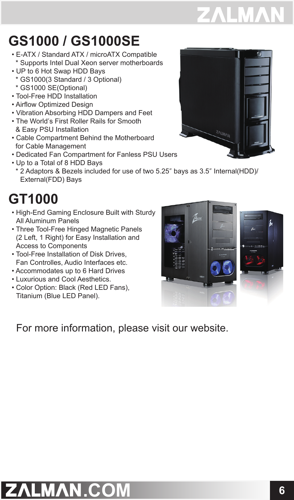 Gt1000, For more information, please visit our website | ZALMAN CNPS9500 AT User Manual | Page 7 / 7