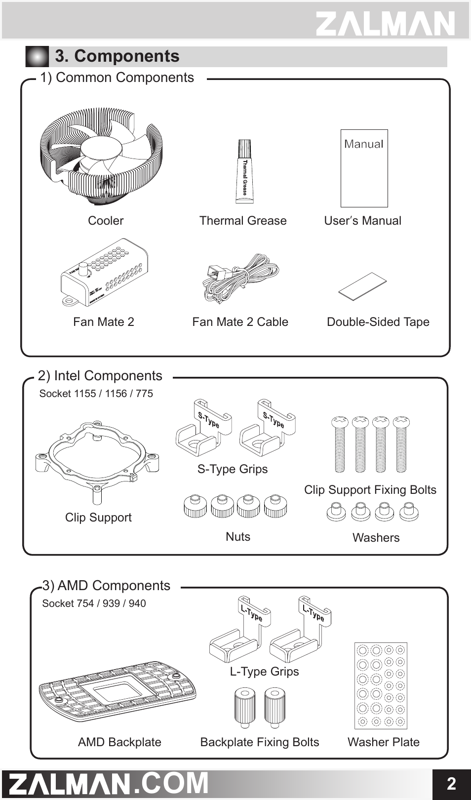 Components | ZALMAN CNPS7700 User Manual | Page 3 / 8