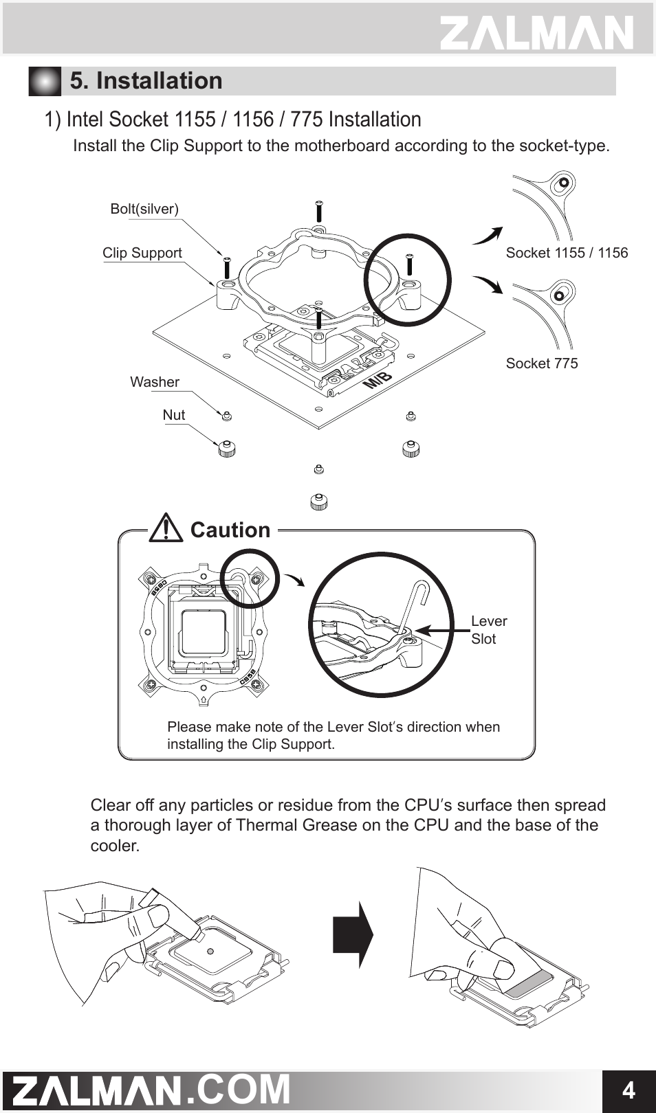 Installation, Caution | ZALMAN CNPS7700 User Manual | Page 5 / 8