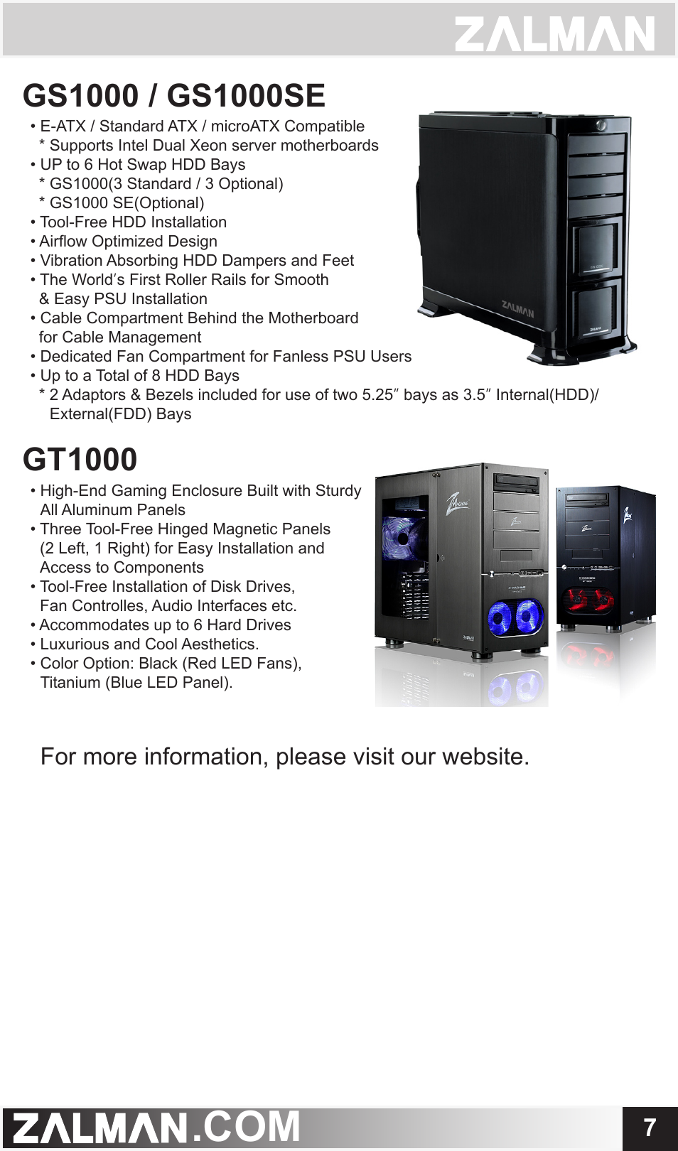 Gt1000, For more information, please visit our website | ZALMAN CNPS7700 User Manual | Page 8 / 8