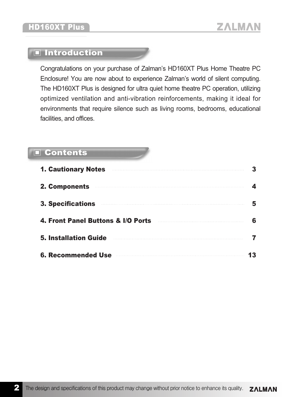 ZALMAN HD160XT Plus User Manual | Page 2 / 14